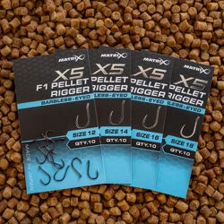 Matrix X5 F1 Pellet Rigger Barbless Eyed Hooks